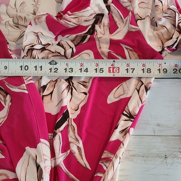 INC Pink Floral Cross Front Blouse Long Sleeve Artsy Granny Chic Med - Picture 6 of 9